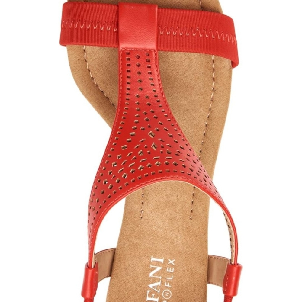Alfani Womens Vacanzaa 2 Faux Leather T-Strap Wedge Sandals - Picture 3 of 4